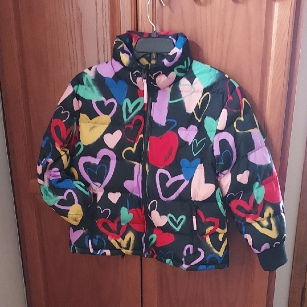 Wild Fable Colorful Heart Print Kids Puffer Jacket